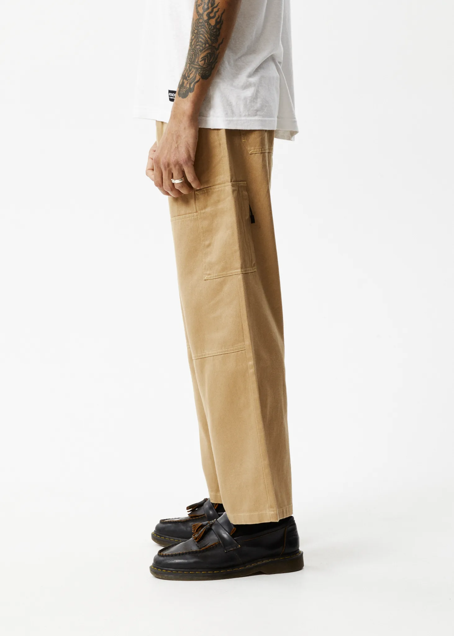 AFENDS Mens Sleepy Hollow Richmond - Twill Baggy Carpenter Pants - Tan