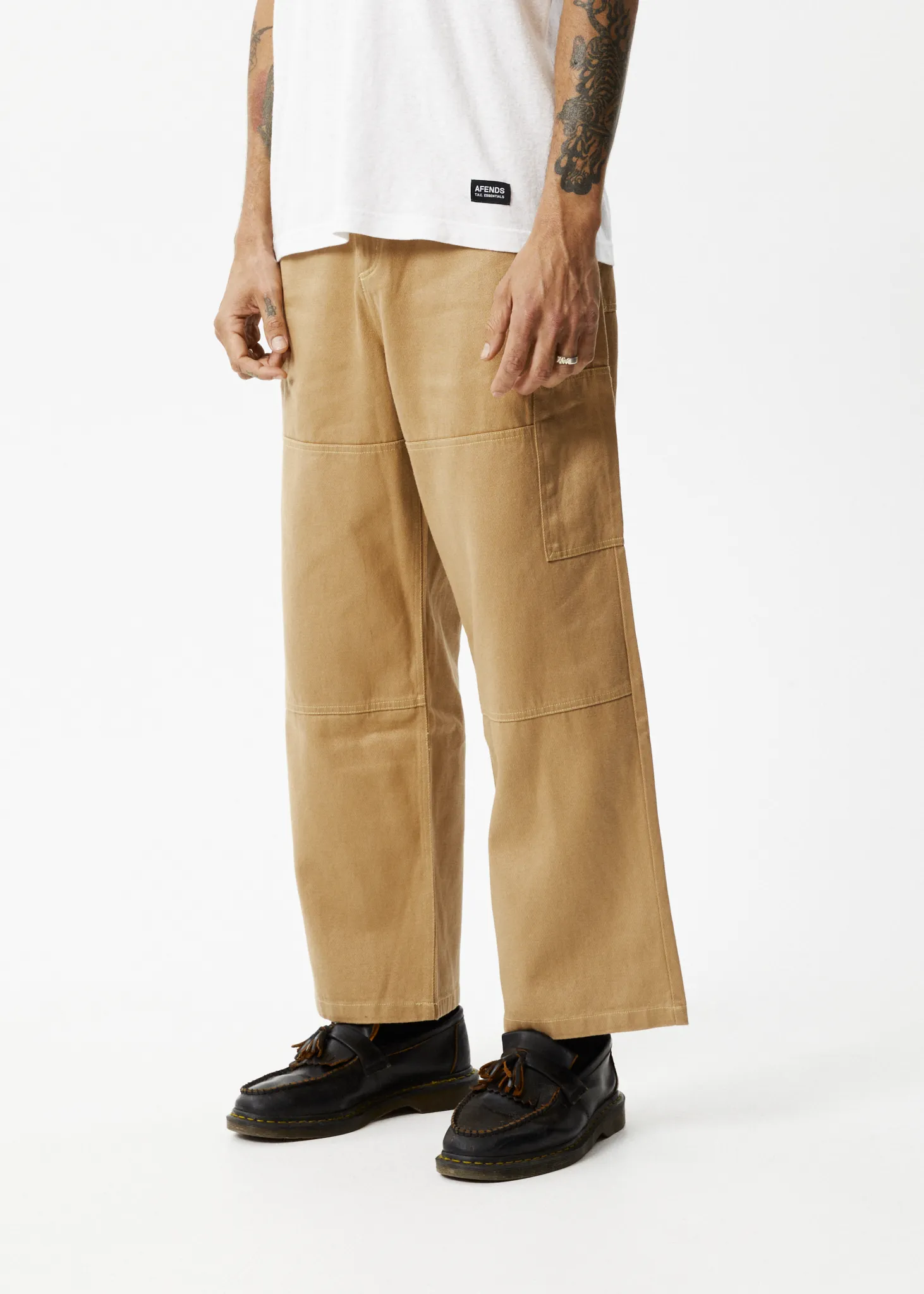 AFENDS Mens Sleepy Hollow Richmond - Twill Baggy Carpenter Pants - Tan