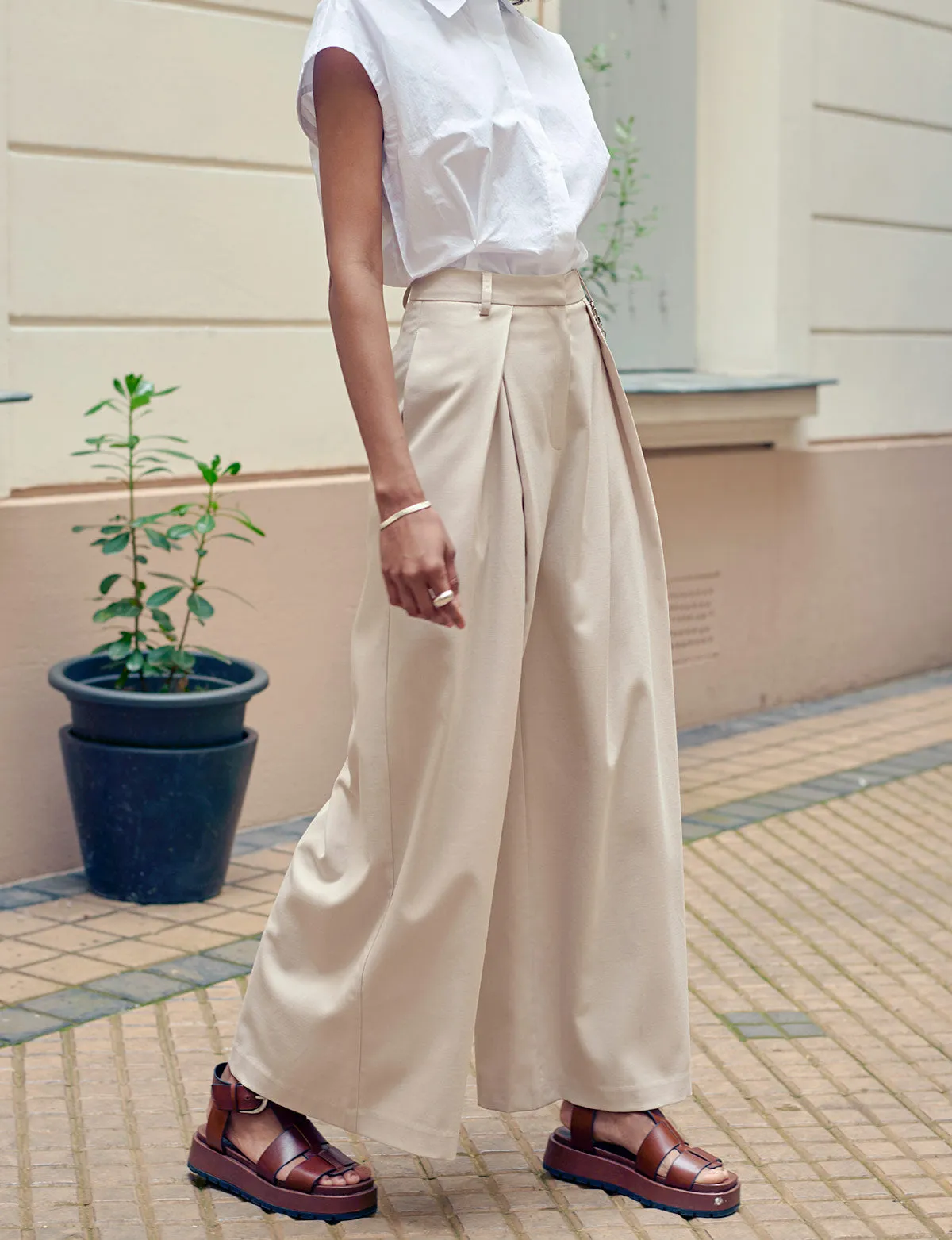 Alex Wide Leg Pleated Pants-BESTSELLERS