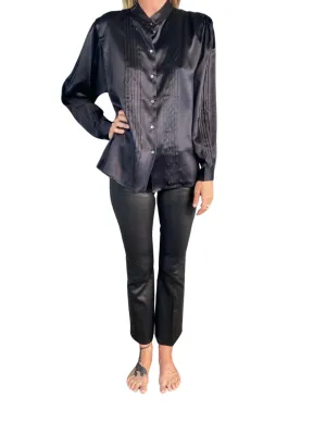 Anaak Klara Satin Tuxedo Blouse Onyx