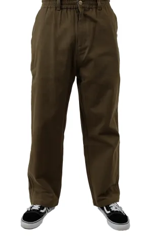 Army Green Wide Leg Cotton Twill Pants