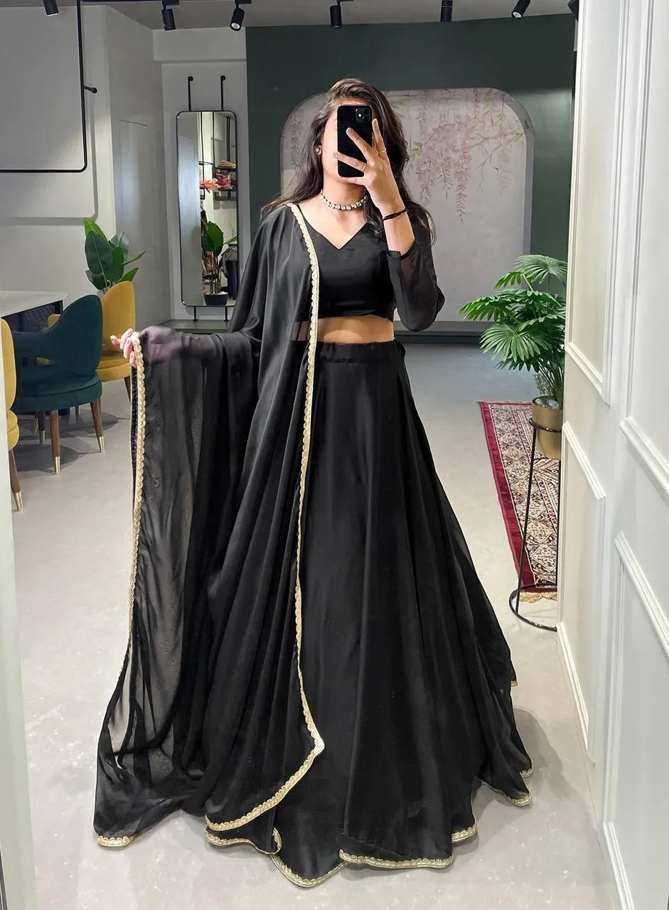 Black Rangoli Silk  Lehenga Choli