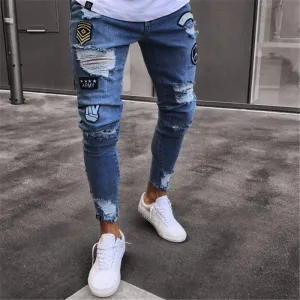 Bleached Ripped & Frayed Patchwork Skinny Jeans