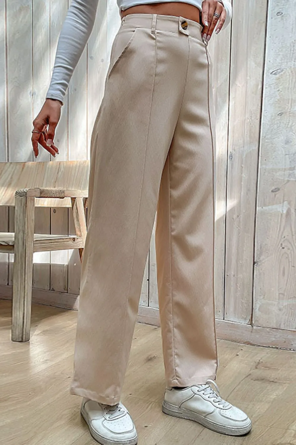 CENTER SEAM WIDE LEG PANTS