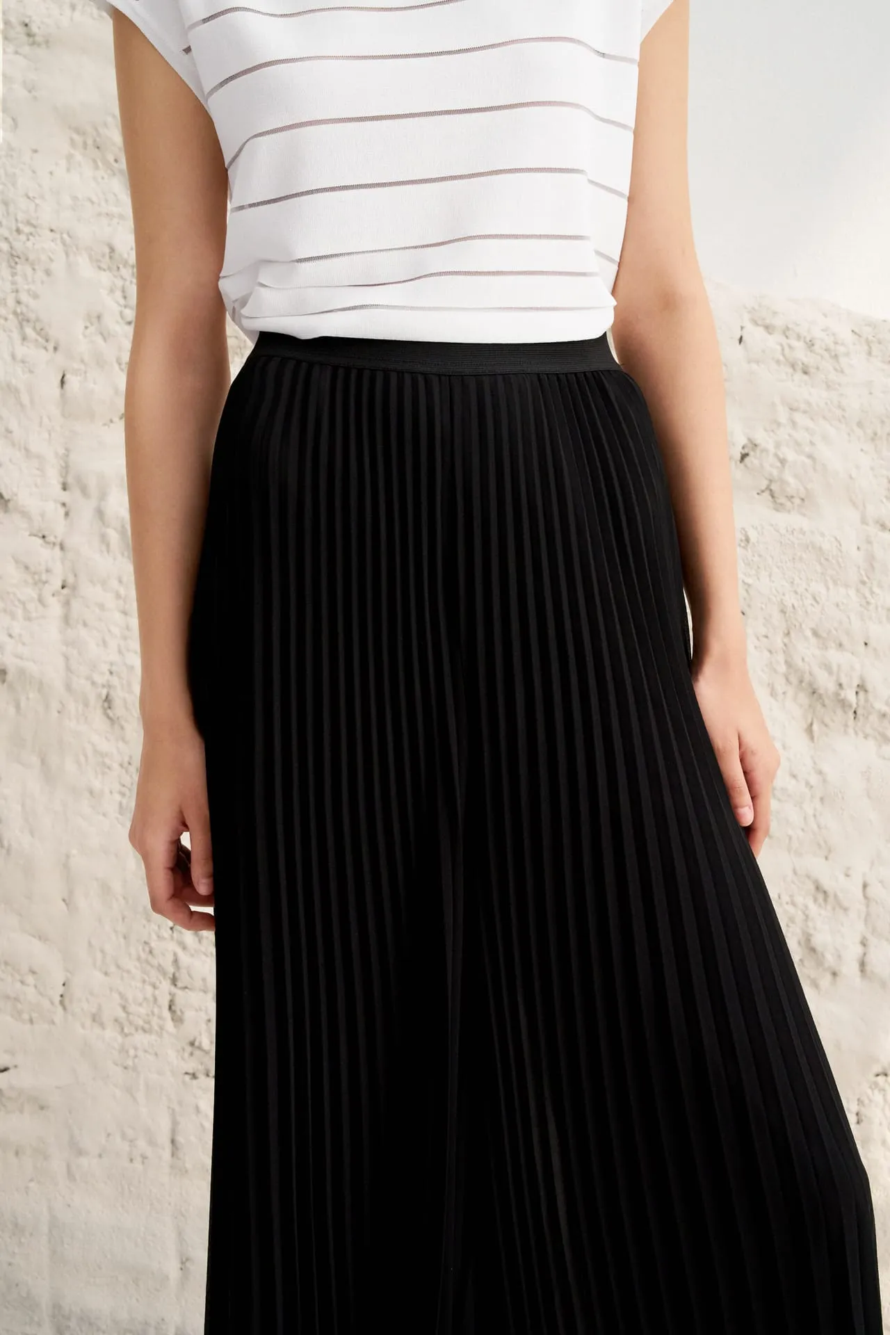 Chiffon Wide Leg Pleated Pants