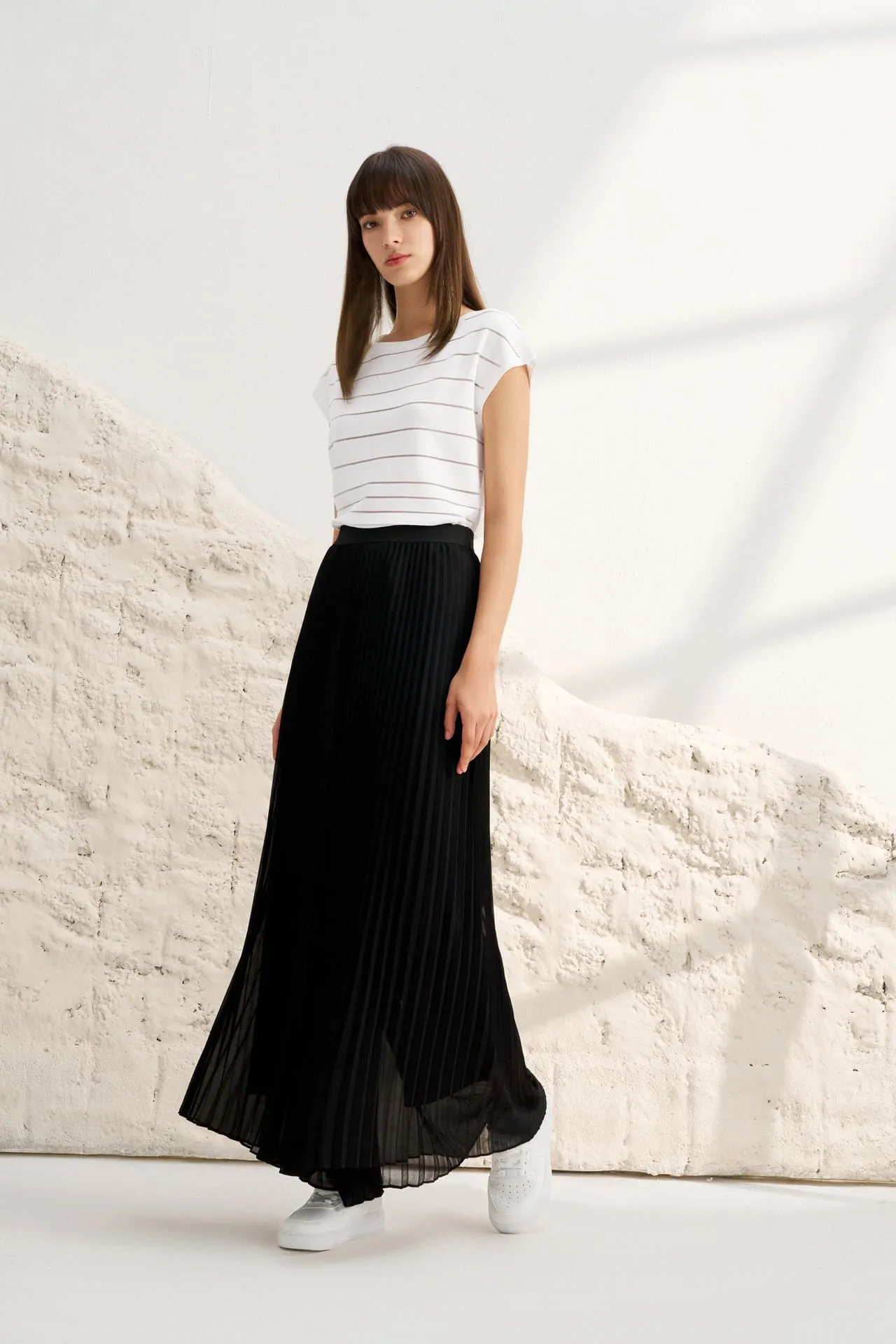 Chiffon Wide Leg Pleated Pants