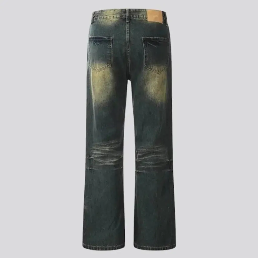 Dark men's sanded jeans