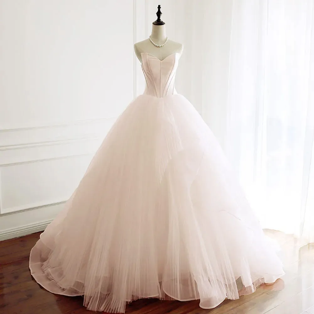 Elegant Off-Shoulder A-line Wedding Dress Sleeveless Sweet Heart Neckline Wedding Gown