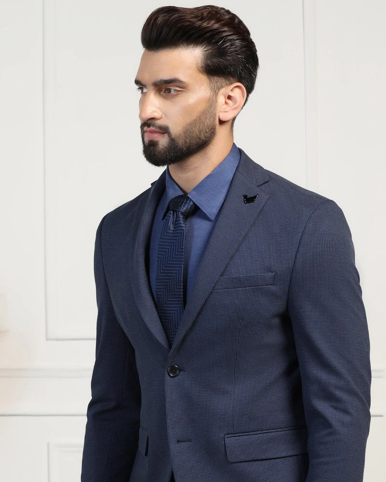 Formal Navy Textured Blazer - Artura