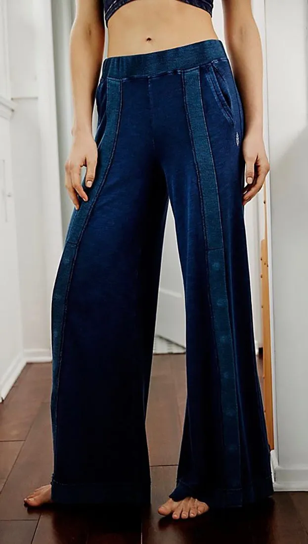 Free People Embers Wide Leg Pants Deep Navy