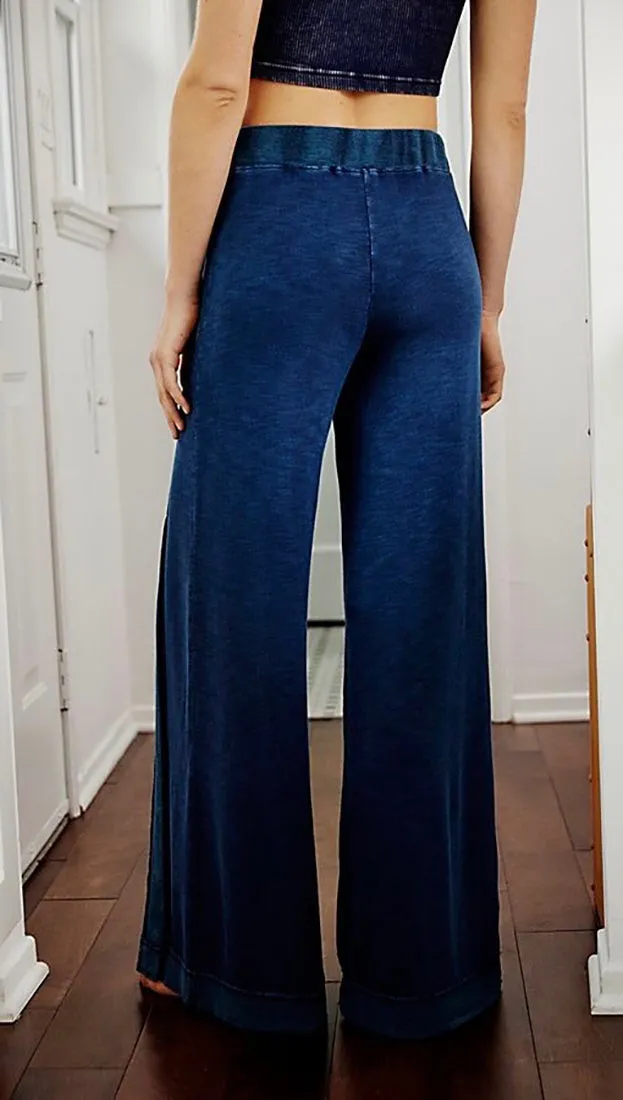 Free People Embers Wide Leg Pants Deep Navy