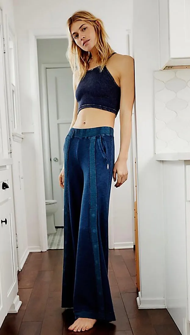 Free People Embers Wide Leg Pants Deep Navy