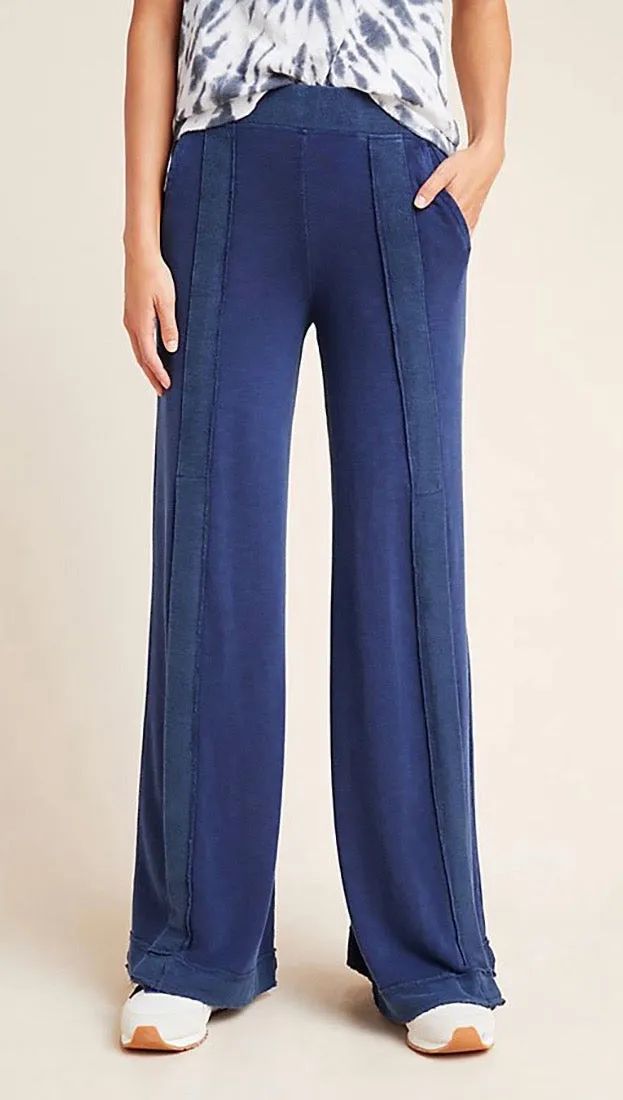 Free People Embers Wide Leg Pants Deep Navy