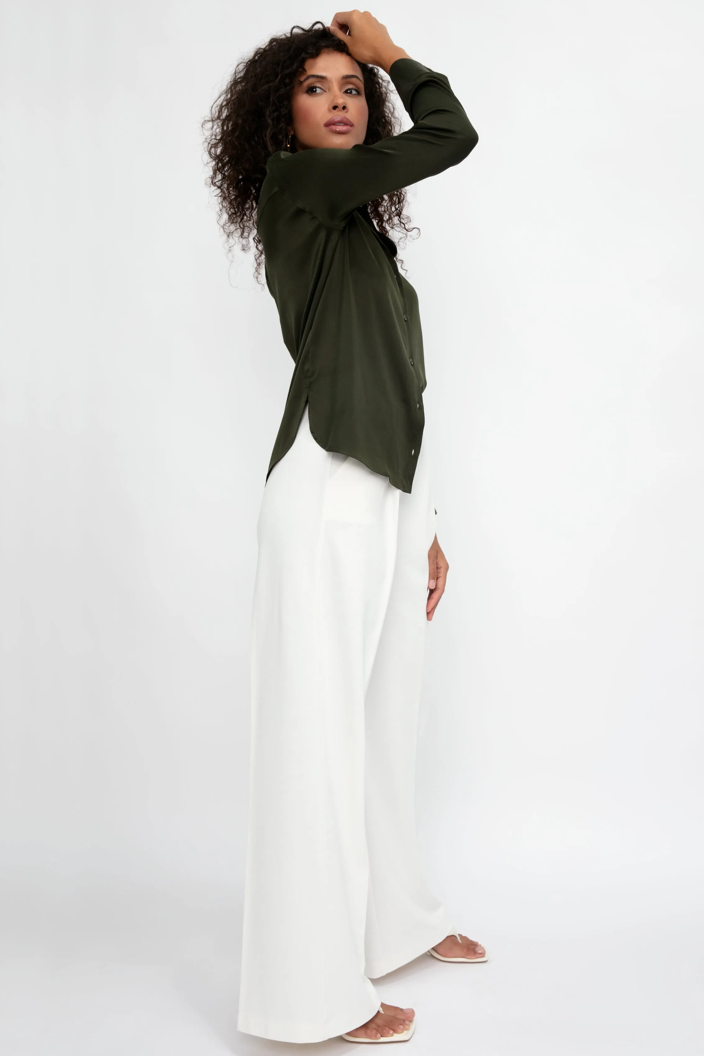 Giudea Silk Blouse in Olive