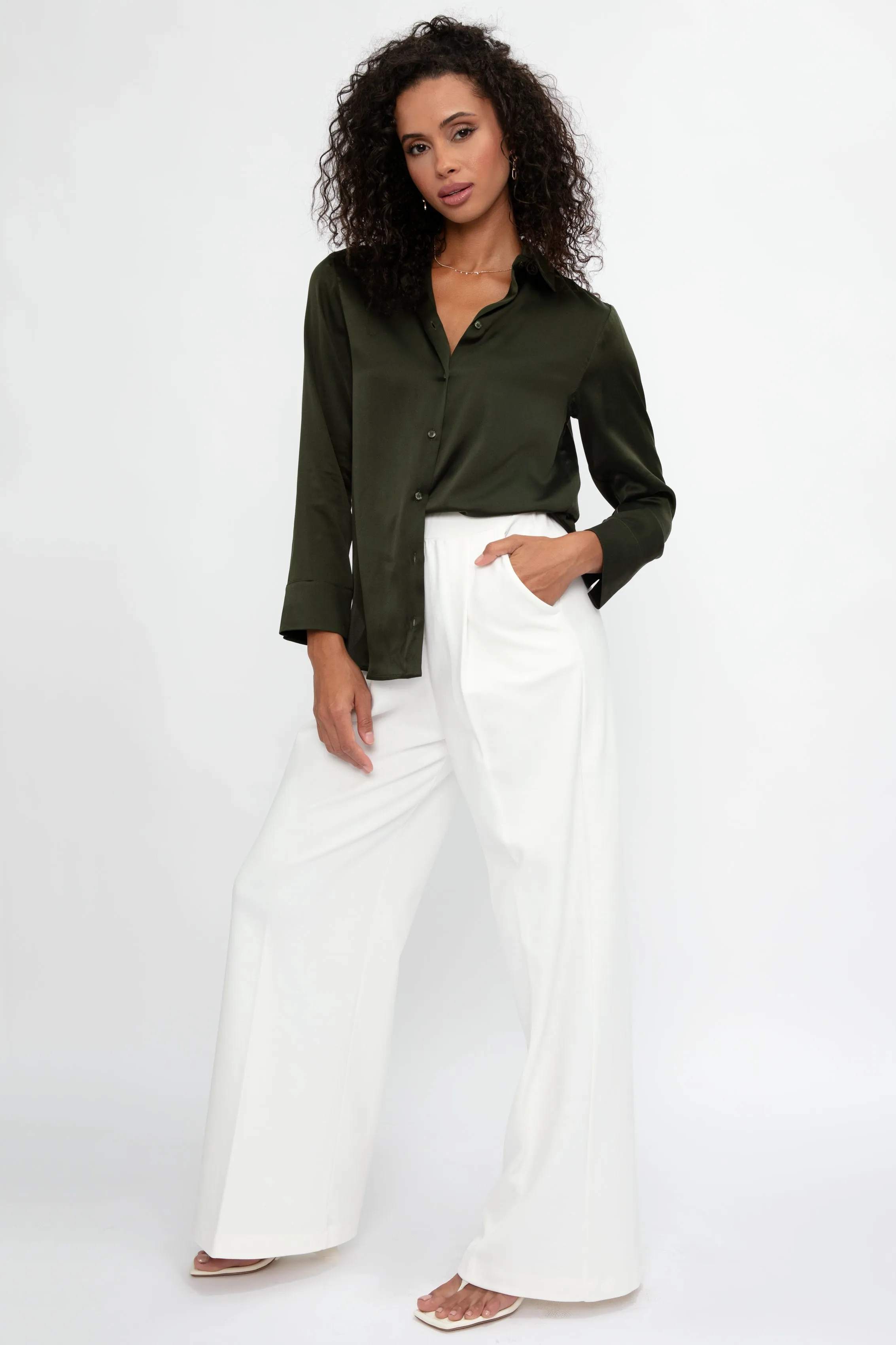 Giudea Silk Blouse in Olive