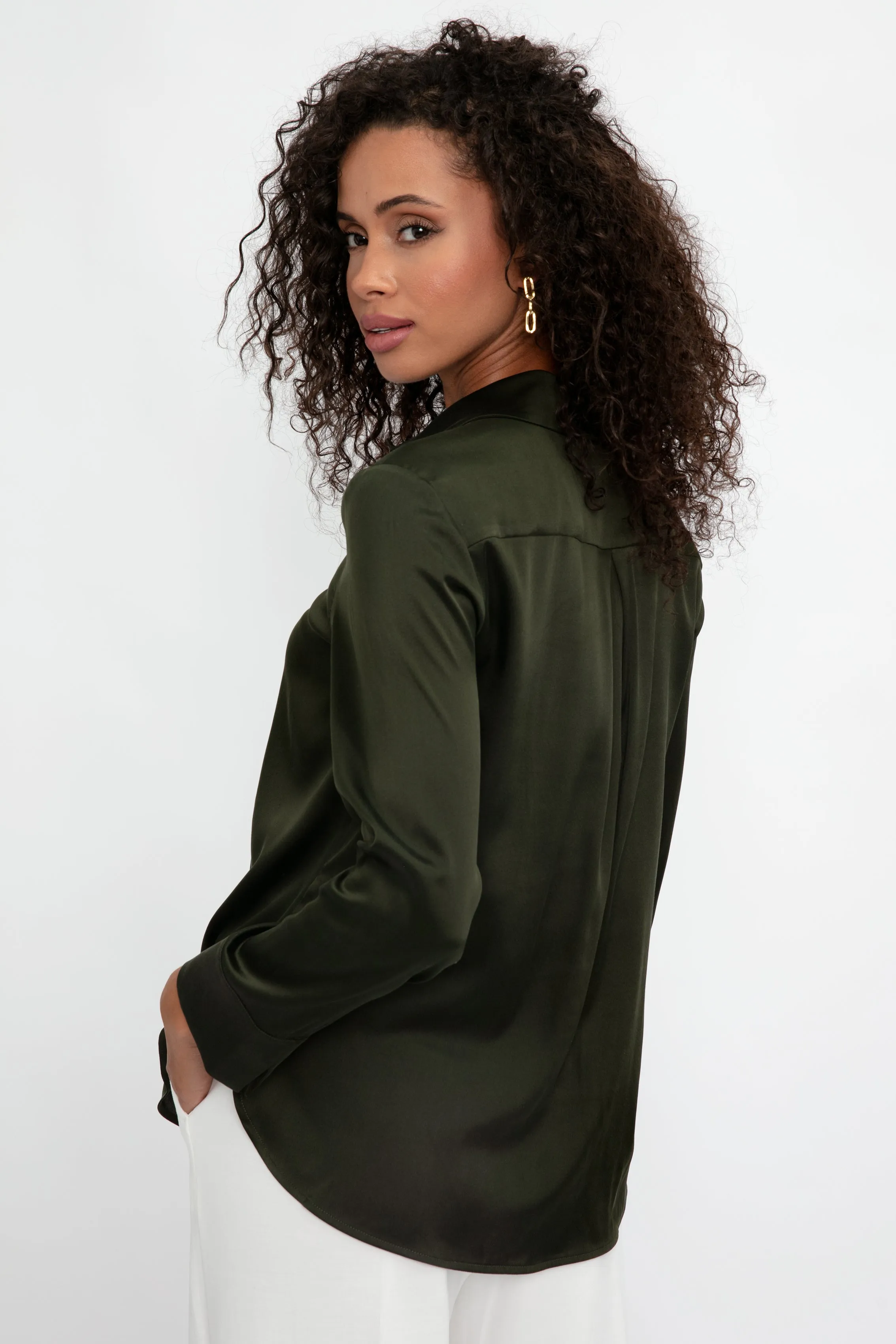 Giudea Silk Blouse in Olive