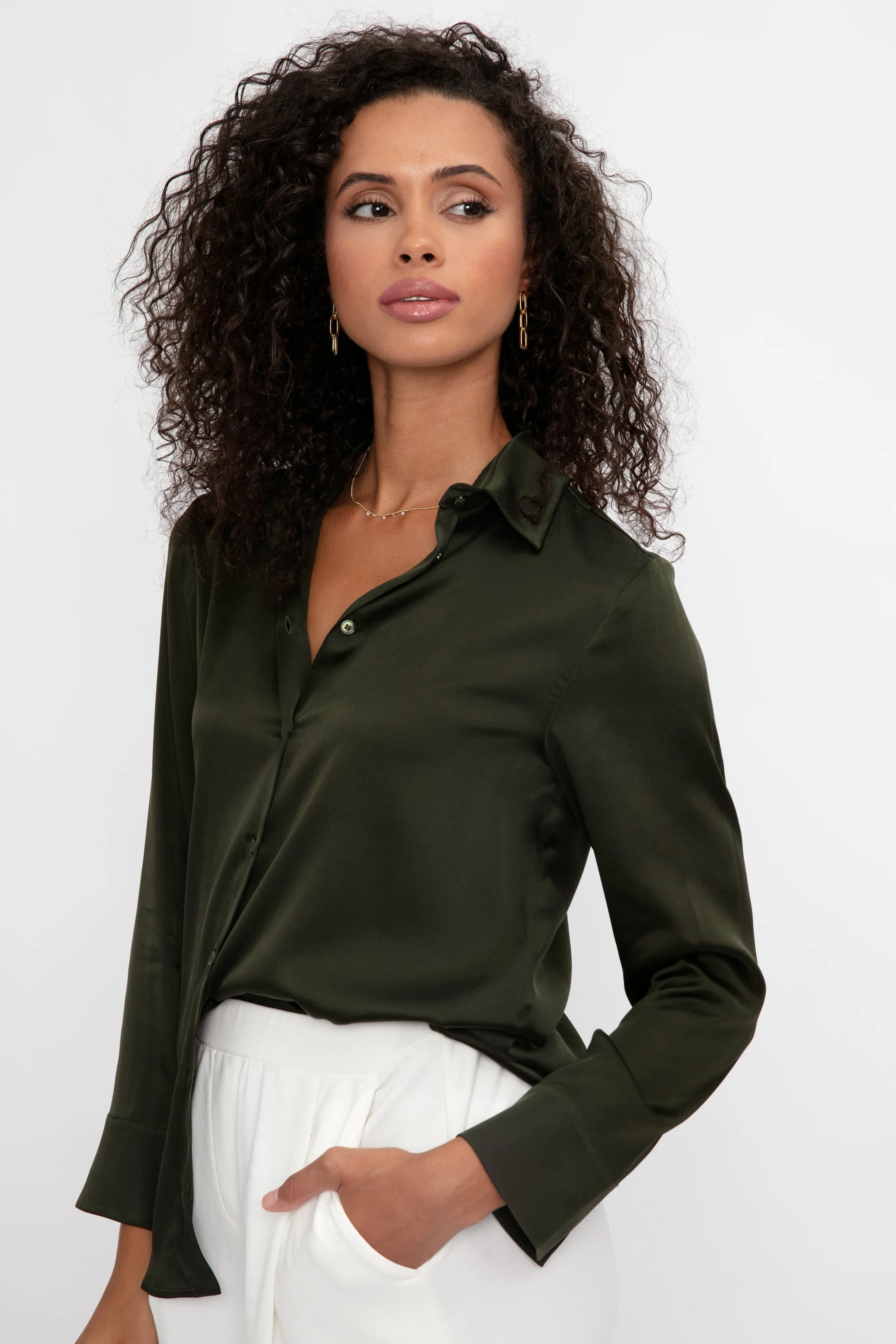 Giudea Silk Blouse in Olive