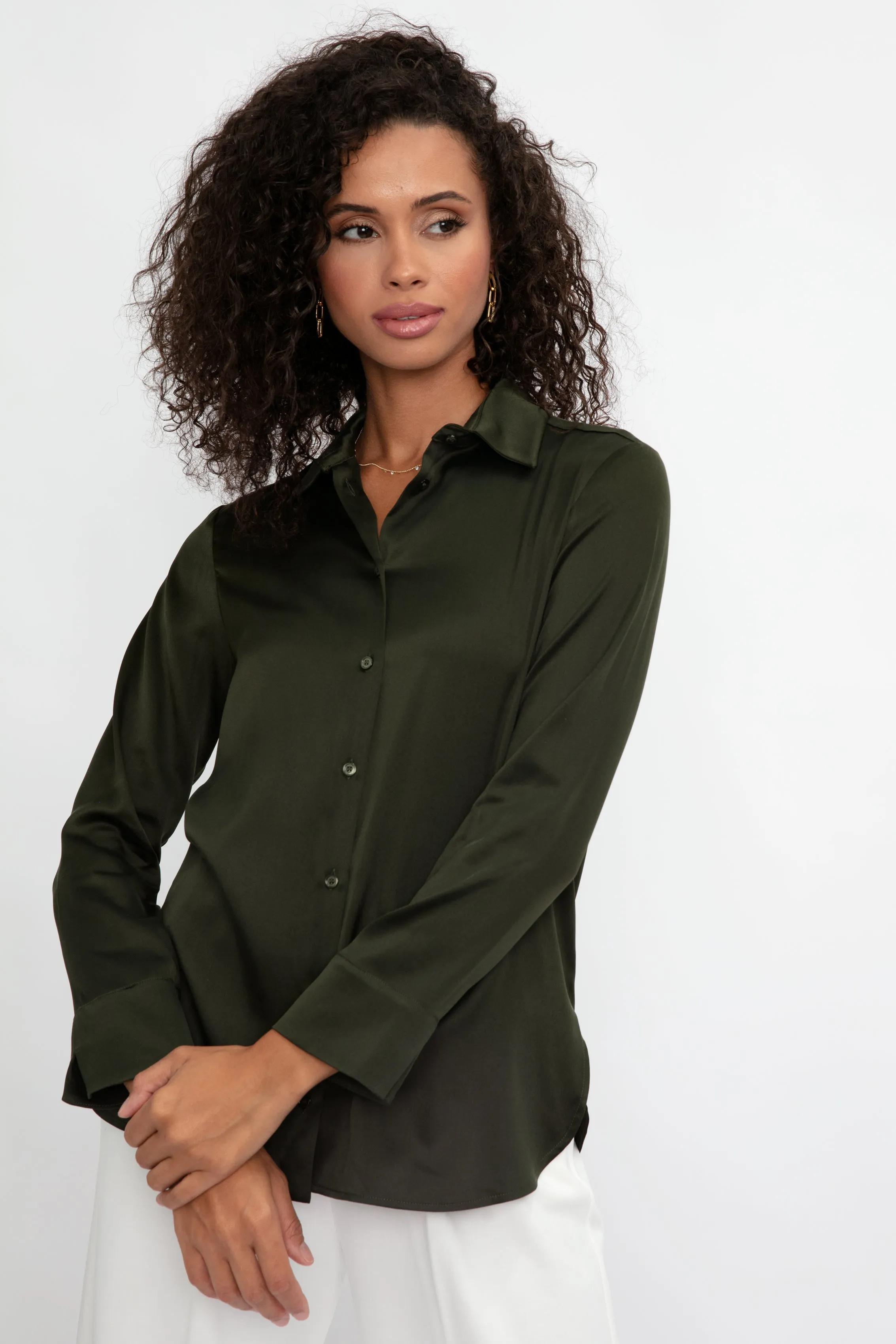 Giudea Silk Blouse in Olive