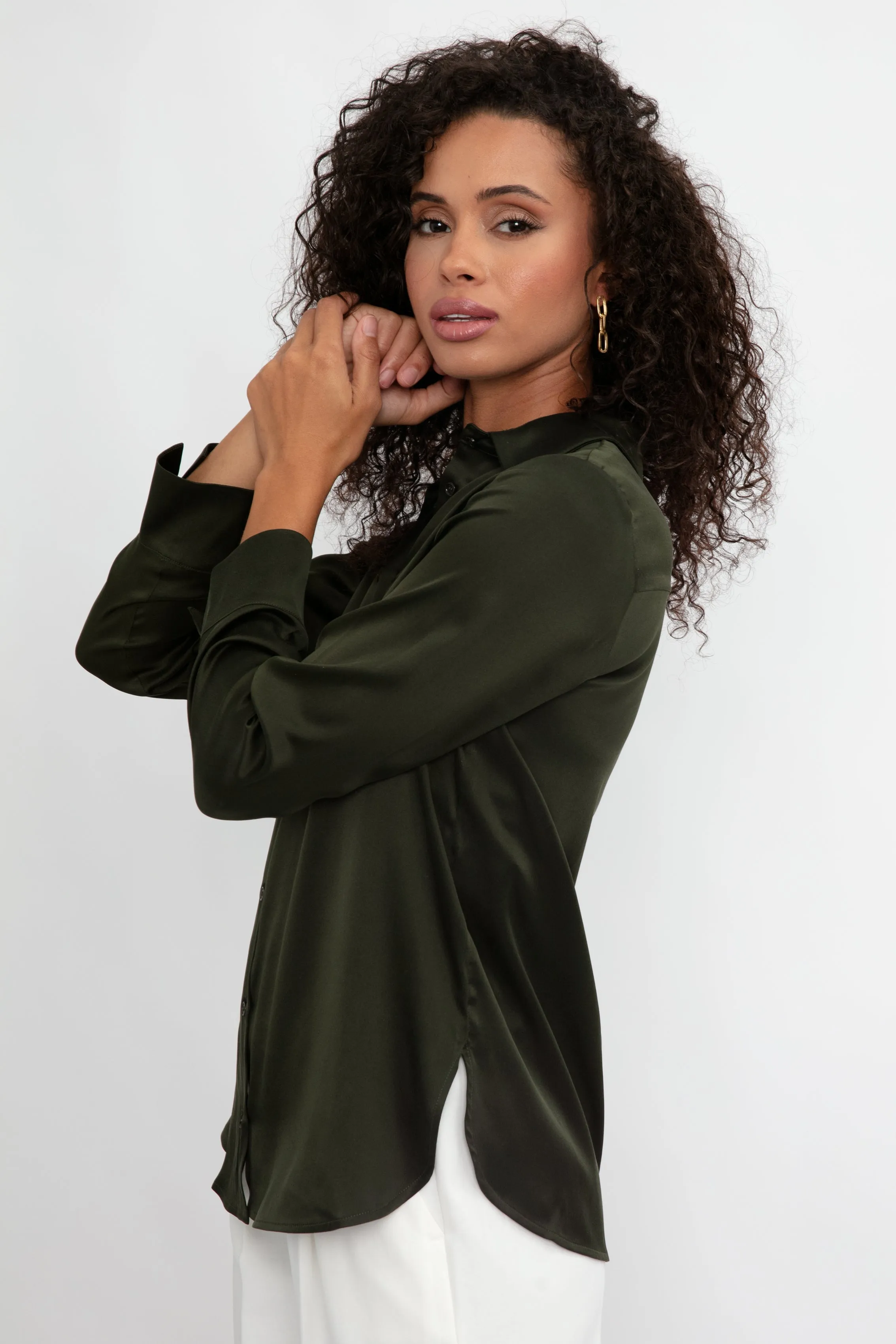 Giudea Silk Blouse in Olive