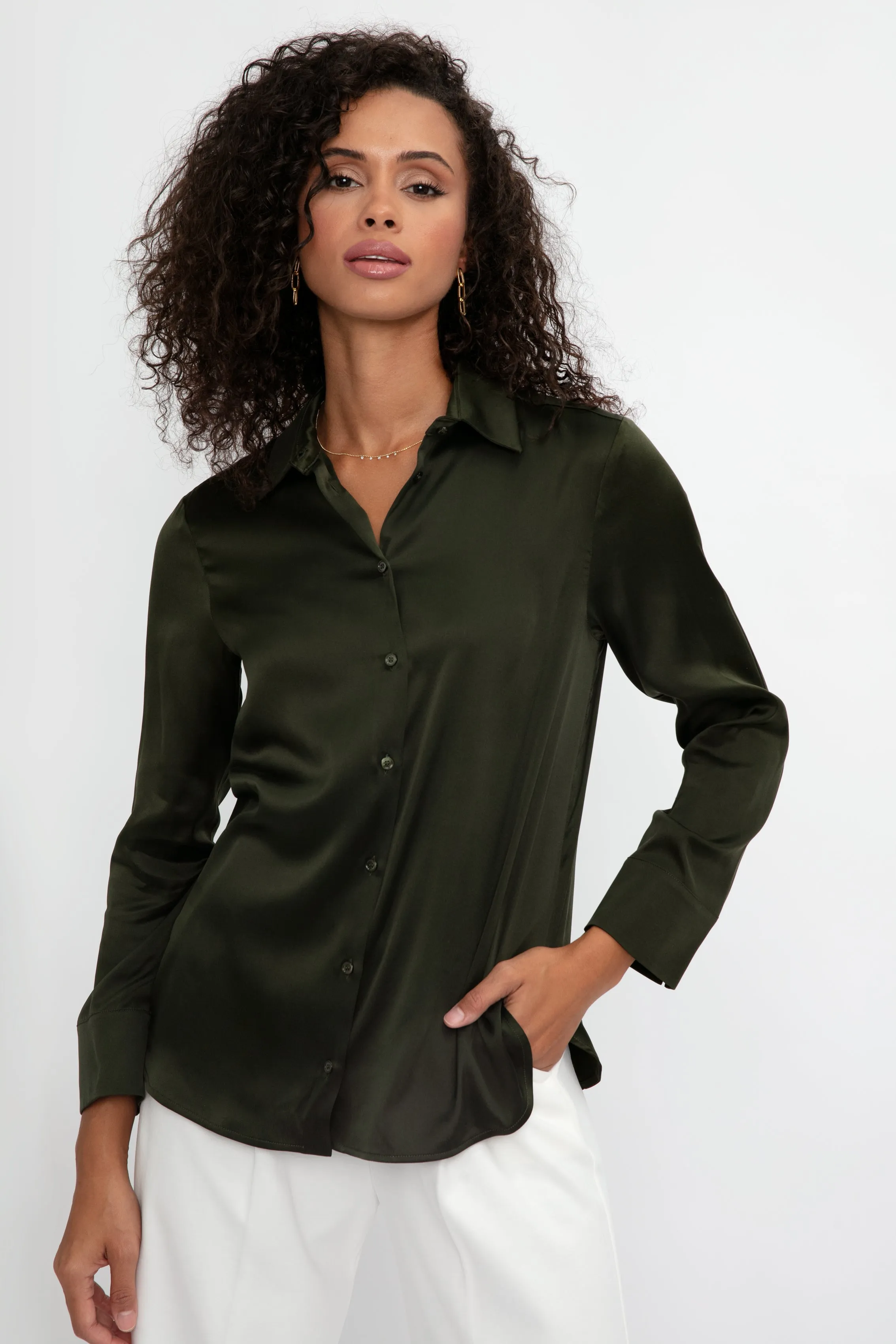 Giudea Silk Blouse in Olive