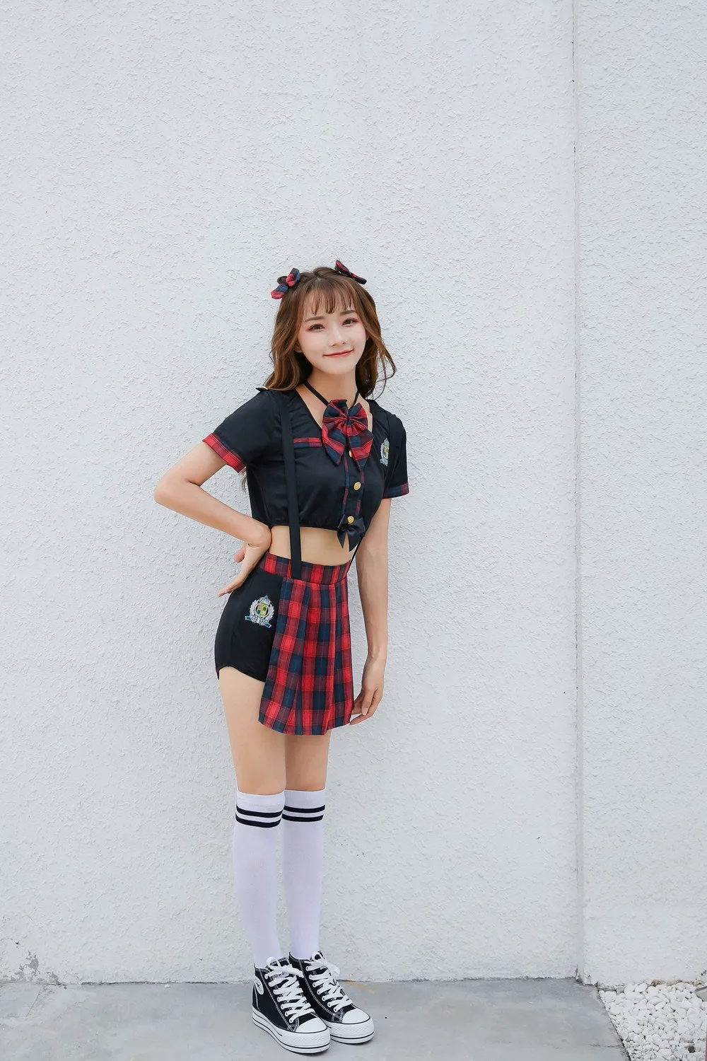 Halloween Role Play Japanese Cute Student Outfit Cheerleading School Adult Plaid Stage Performance