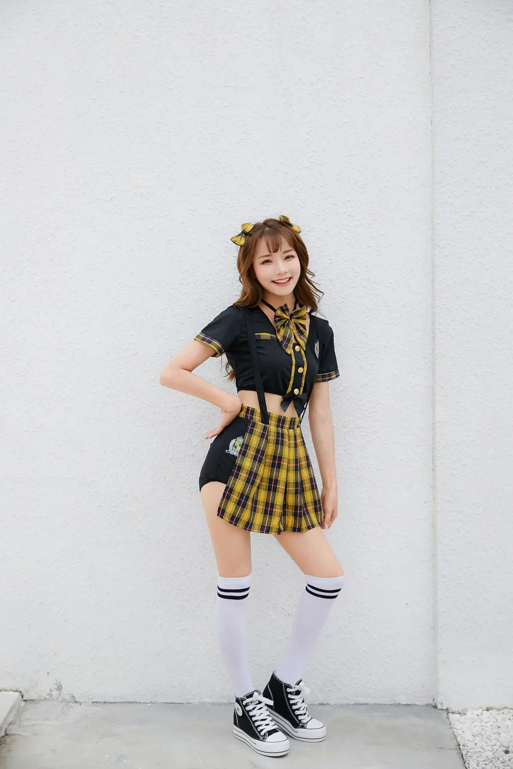 Halloween Role Play Japanese Cute Student Outfit Cheerleading School Adult Plaid Stage Performance