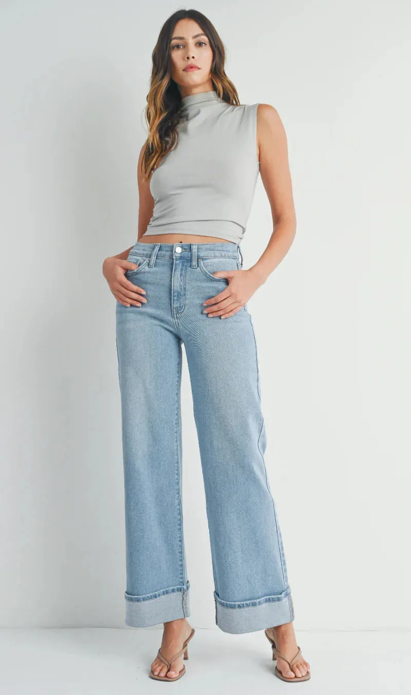 JBD Cuffed Palazzo Jeans