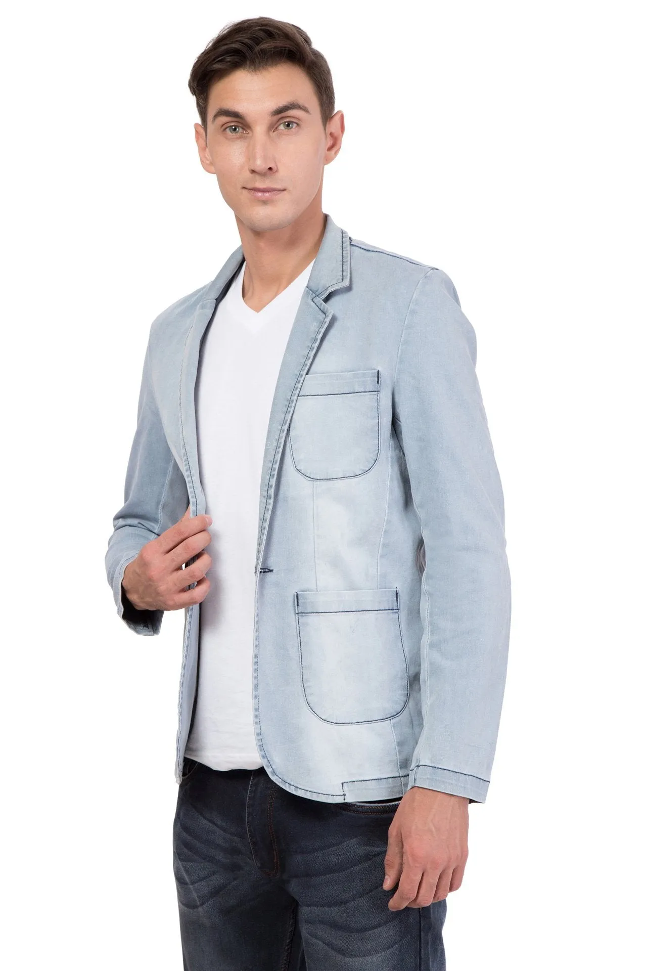 Krossstitch Men's Casual Slim Fitted Button Jeans Blazers Jacket Suit