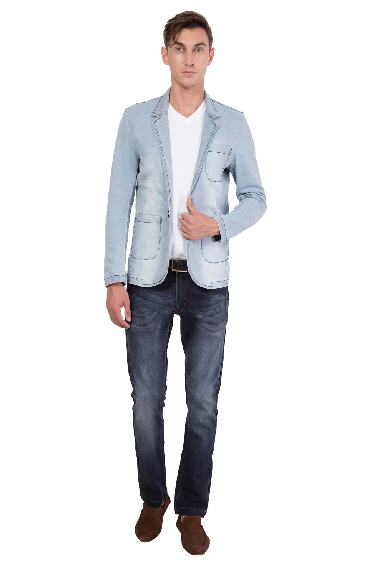 Krossstitch Men's Casual Slim Fitted Button Jeans Blazers Jacket Suit