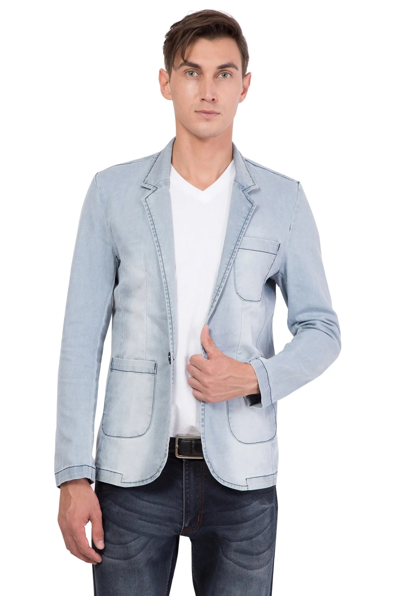 Krossstitch Men's Casual Slim Fitted Button Jeans Blazers Jacket Suit