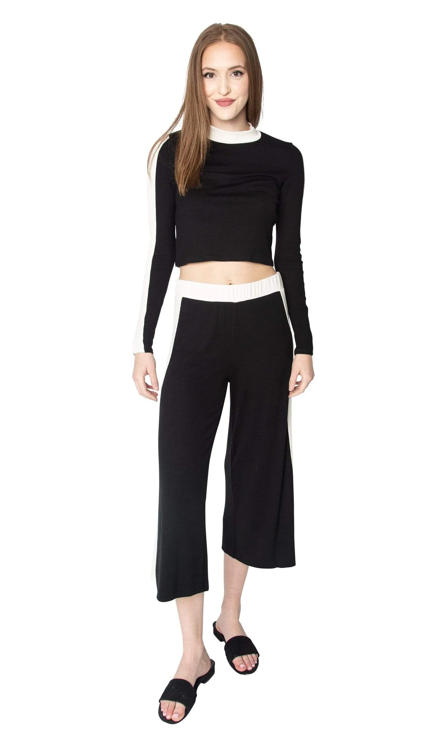 LAmade Mel Wide Leg Crop Pant with Stripe