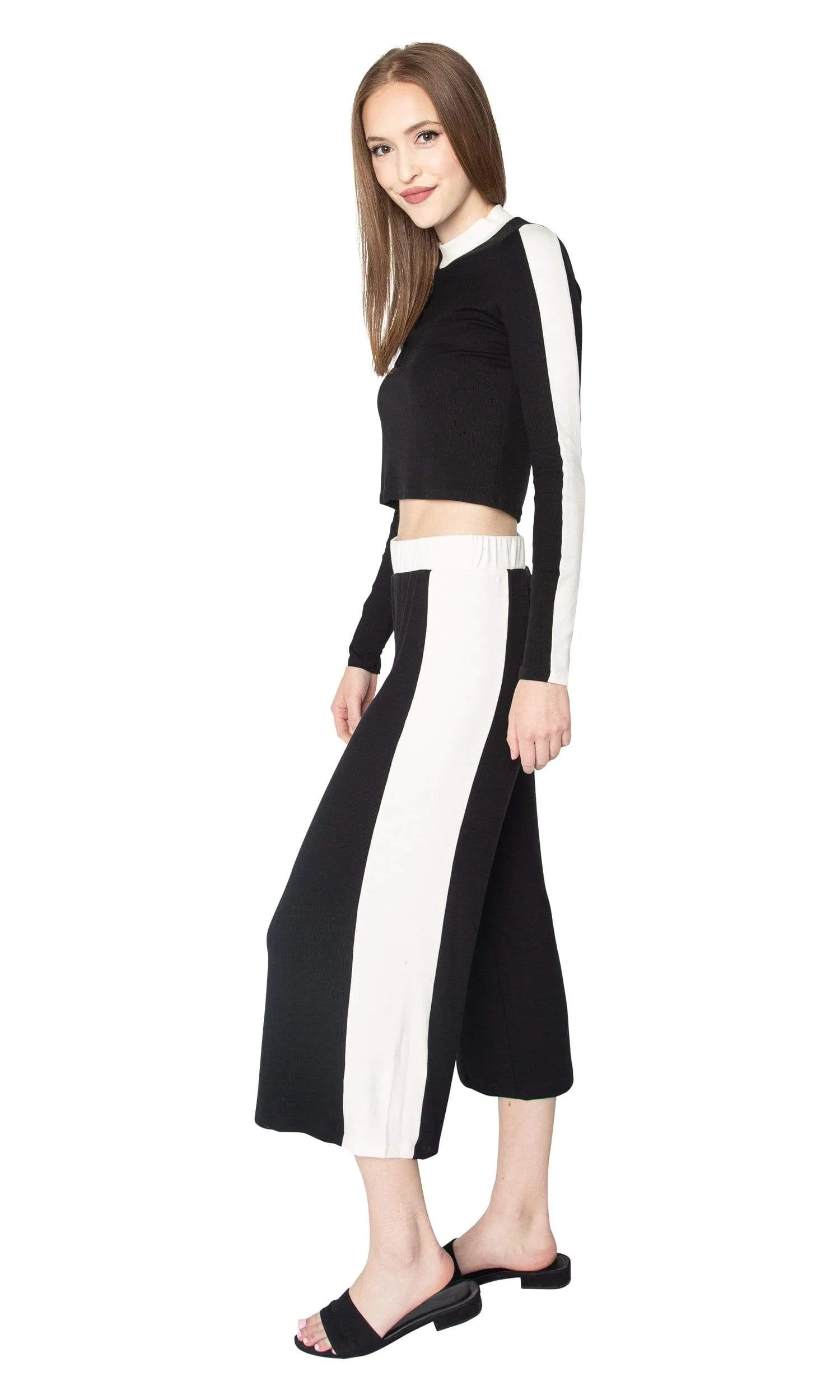 LAmade Mel Wide Leg Crop Pant with Stripe