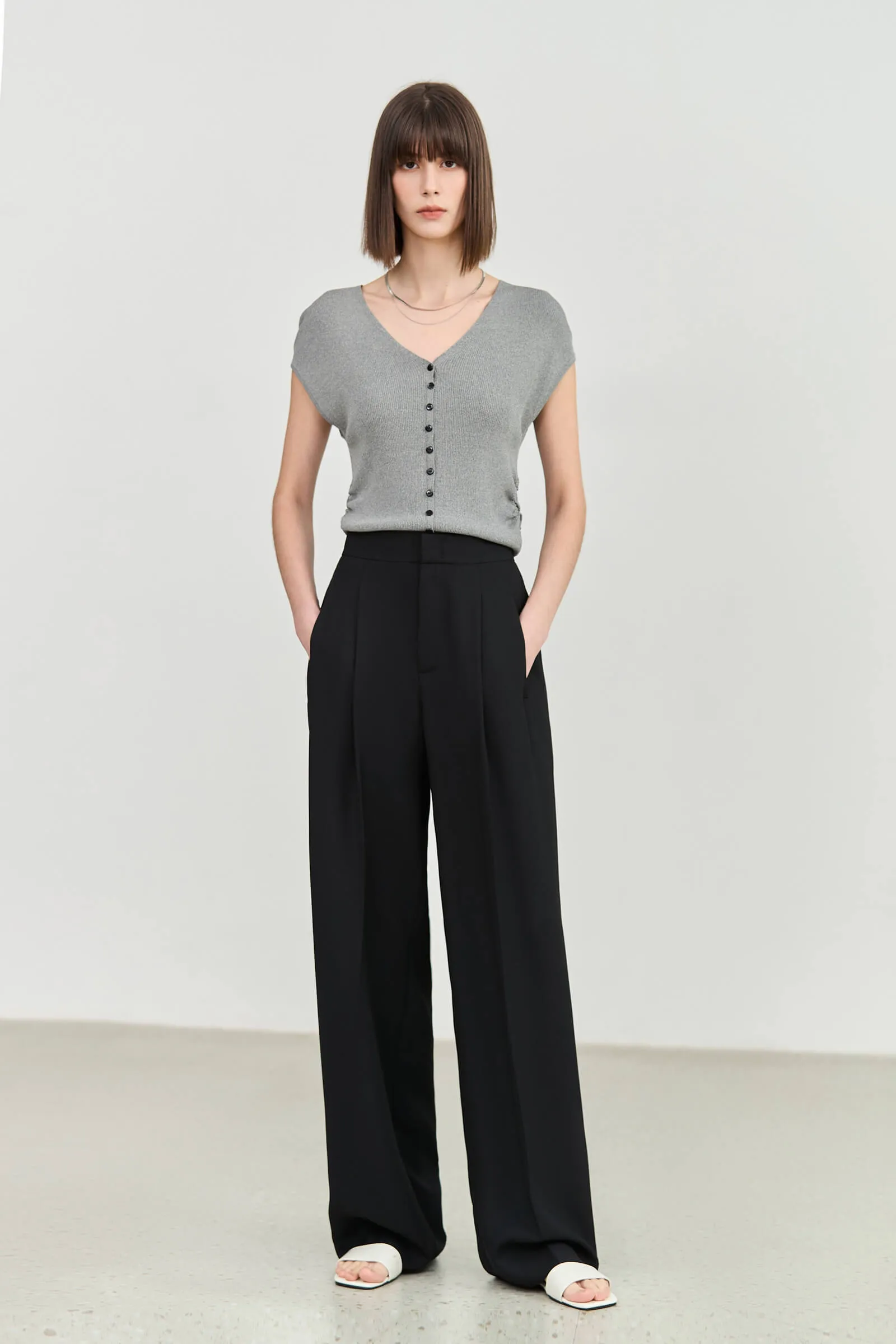 LILY Straight Wide Leg Suit Pants