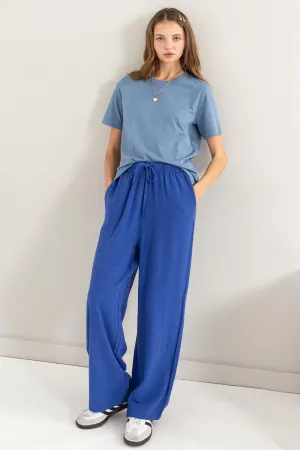 Linen Blend Wide-Leg Pants