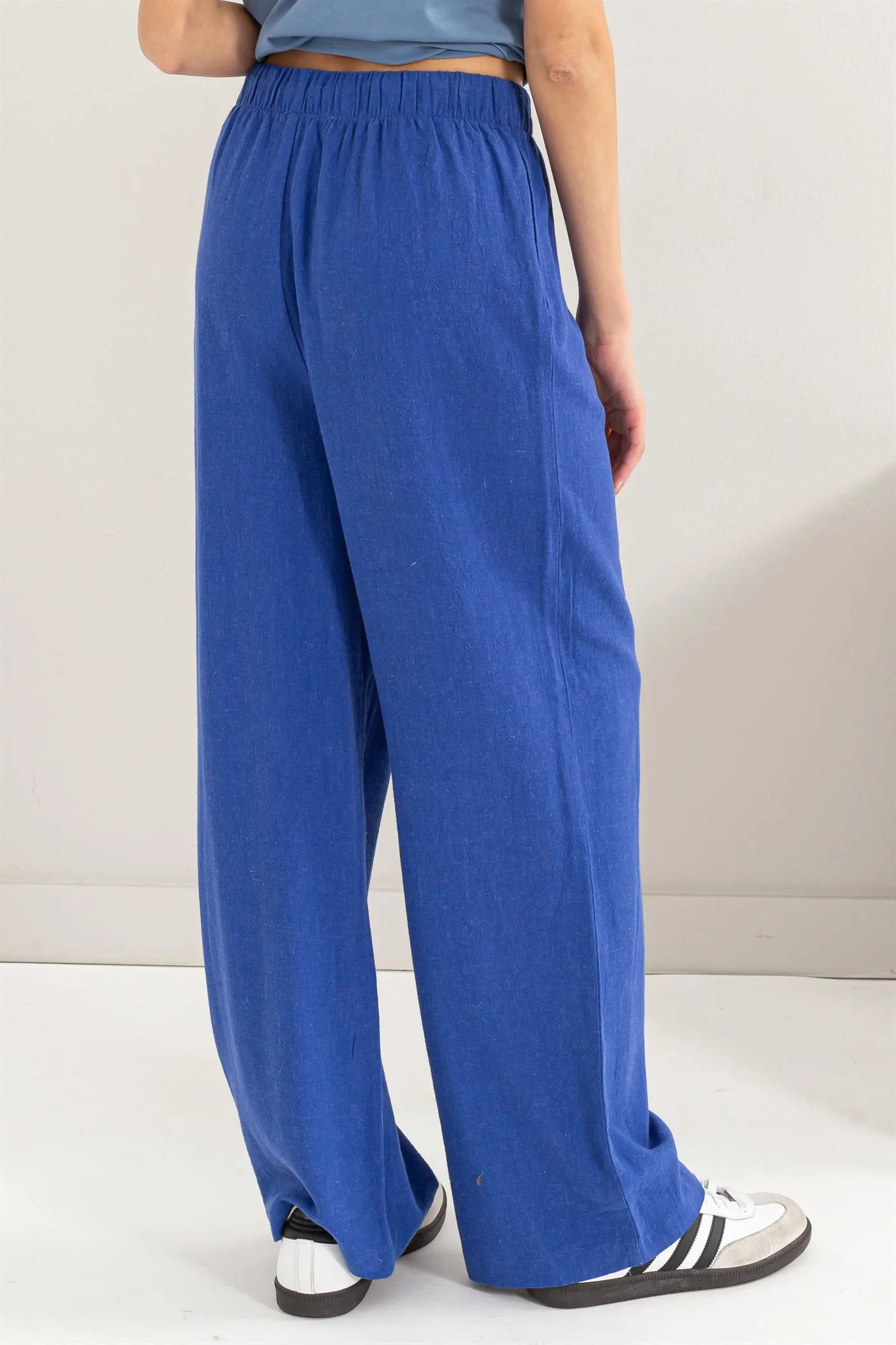 Linen Blend Wide-Leg Pants