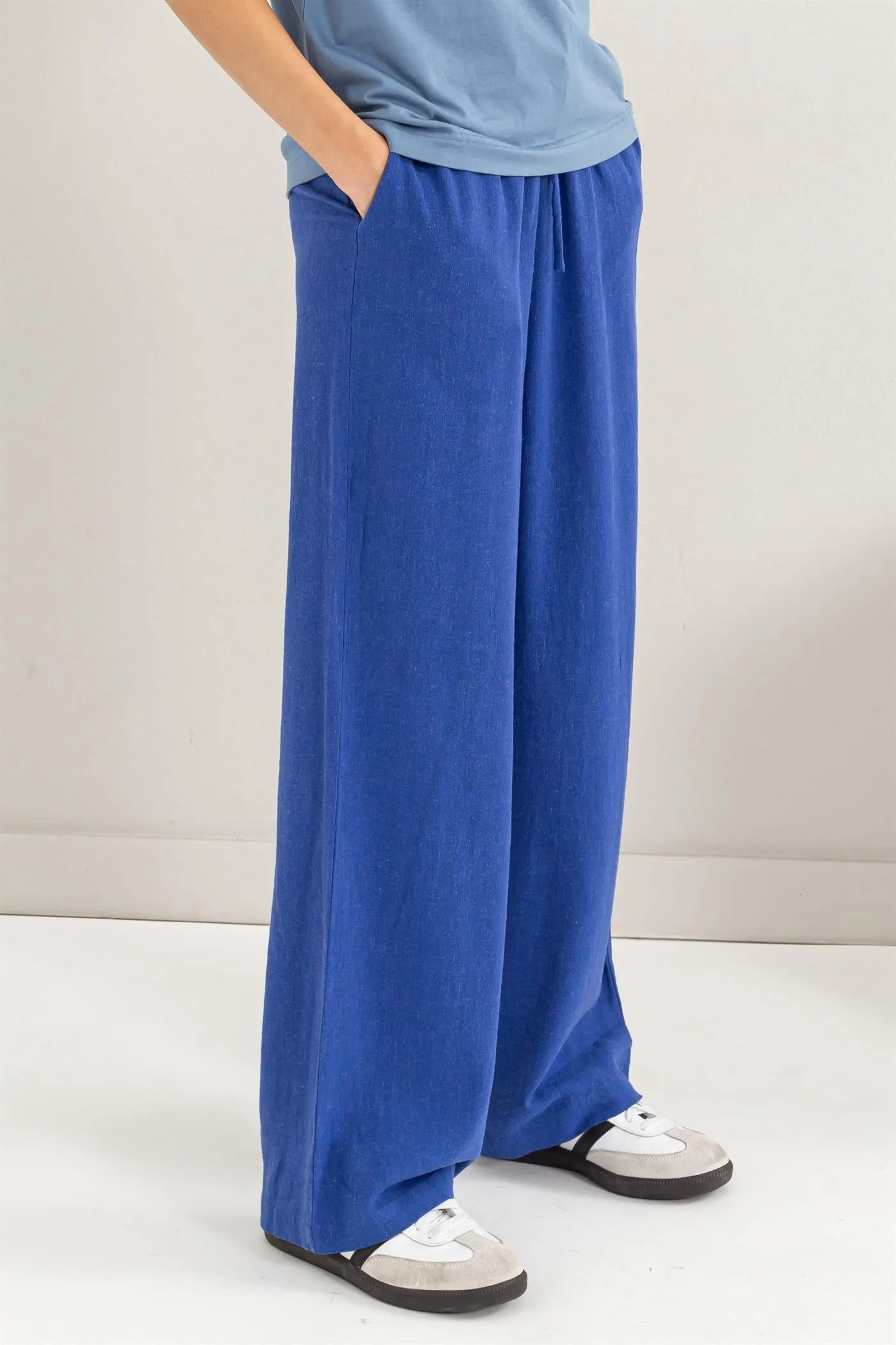 Linen Blend Wide-Leg Pants