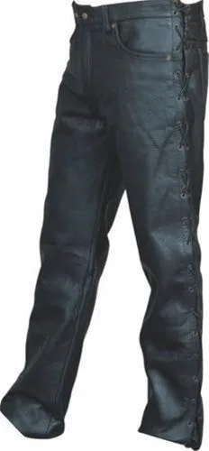 Men's Premium 5 Pocket Buffalo Leather Pants with Side Laces