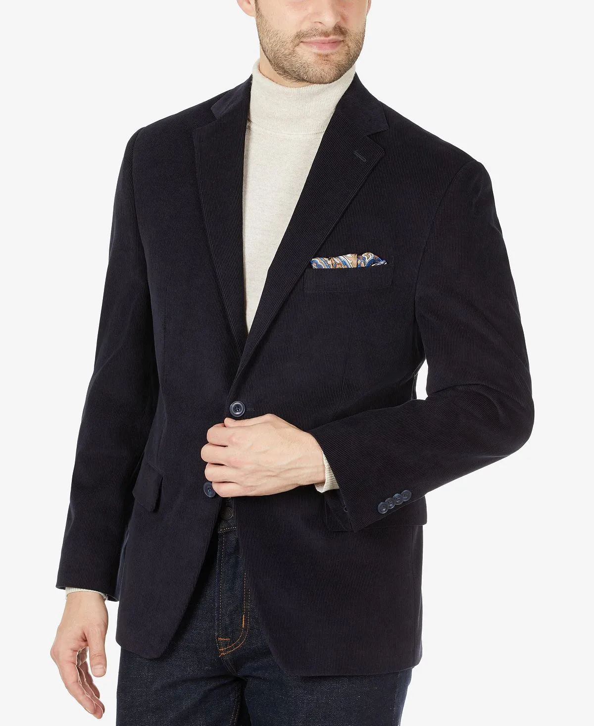 Michael Kors Men's Modern Fit Corduroy Blazer, Blue