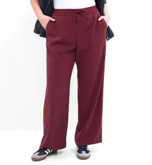 Mid Rise Easy Wide-Leg Twill Pants Deep Garnet Red