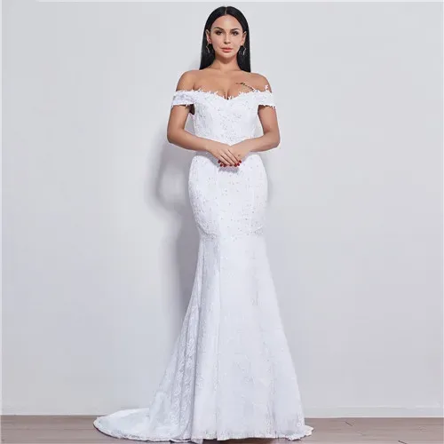 New Style Boat Sweat Heart Neck Mermaid Wedding Dress