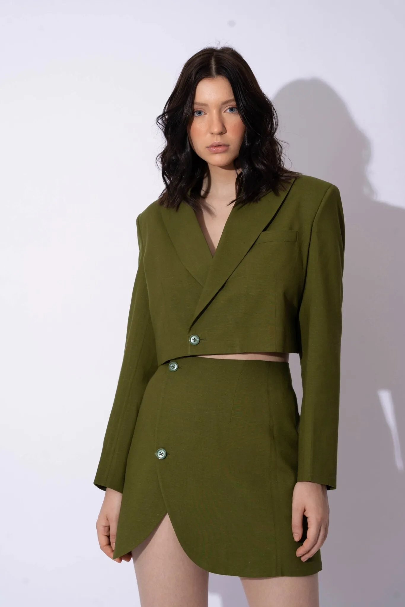 Olive Green Linen Blazer