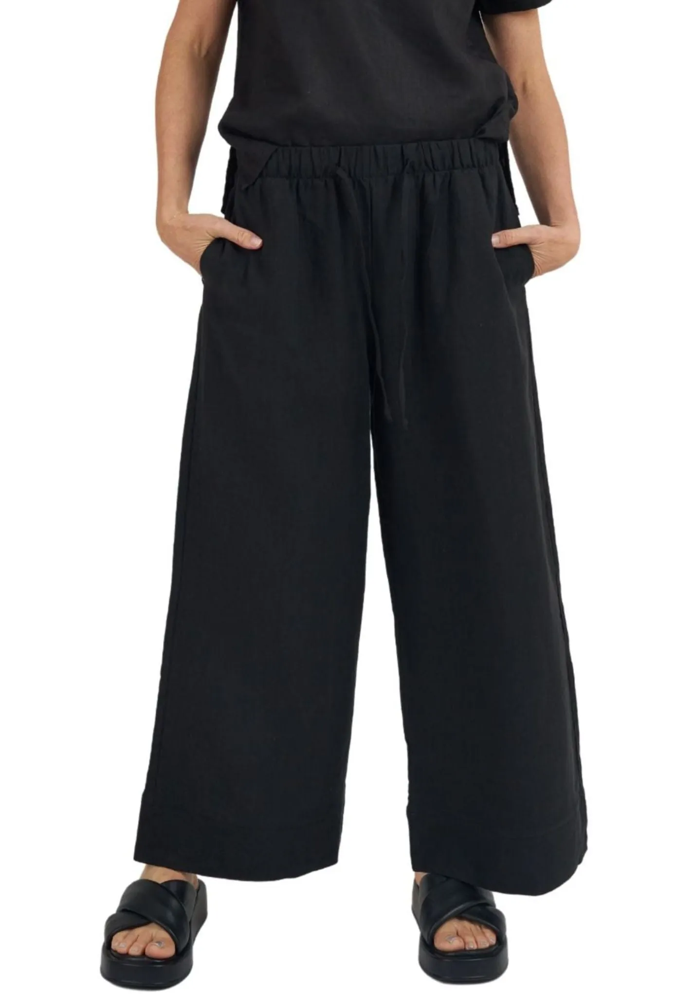 Palazzo Black Linen Pants