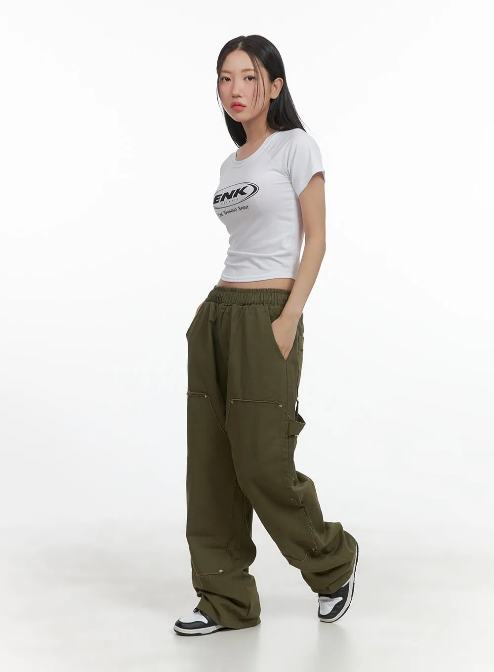 Patched Wide Leg Pants CY420