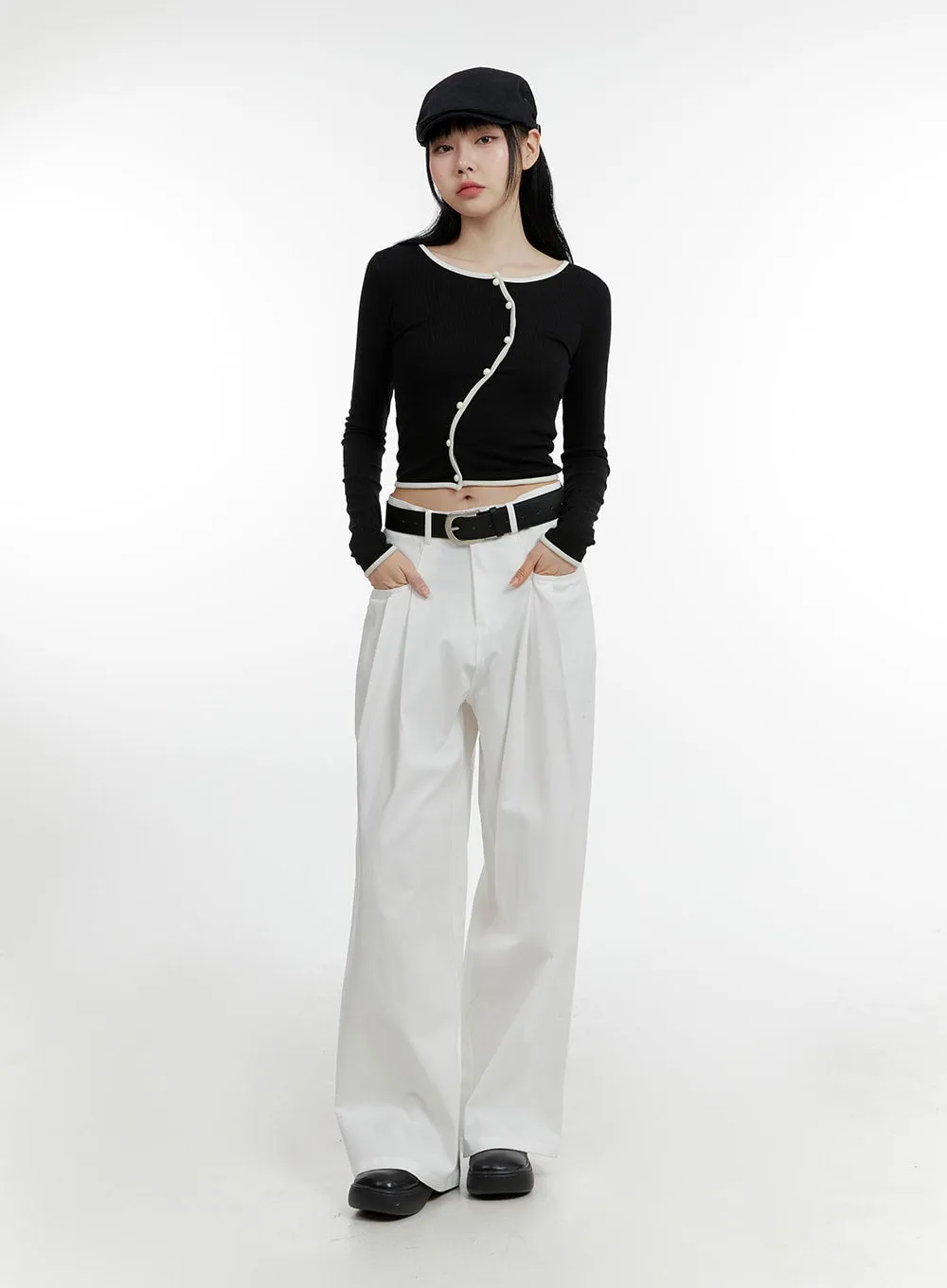 Pintuck Wide Leg Pants CM429