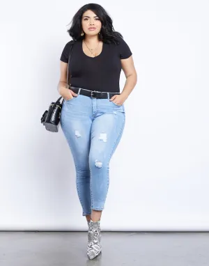 Plus Size Light And Easy Distressed Jeans