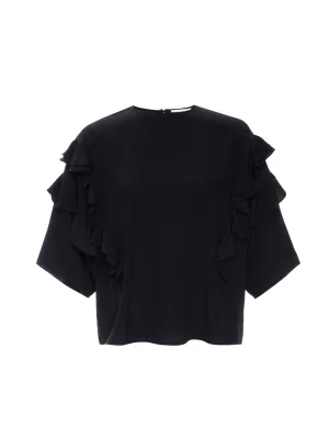 Ruffle Sleeve Blouse | Black