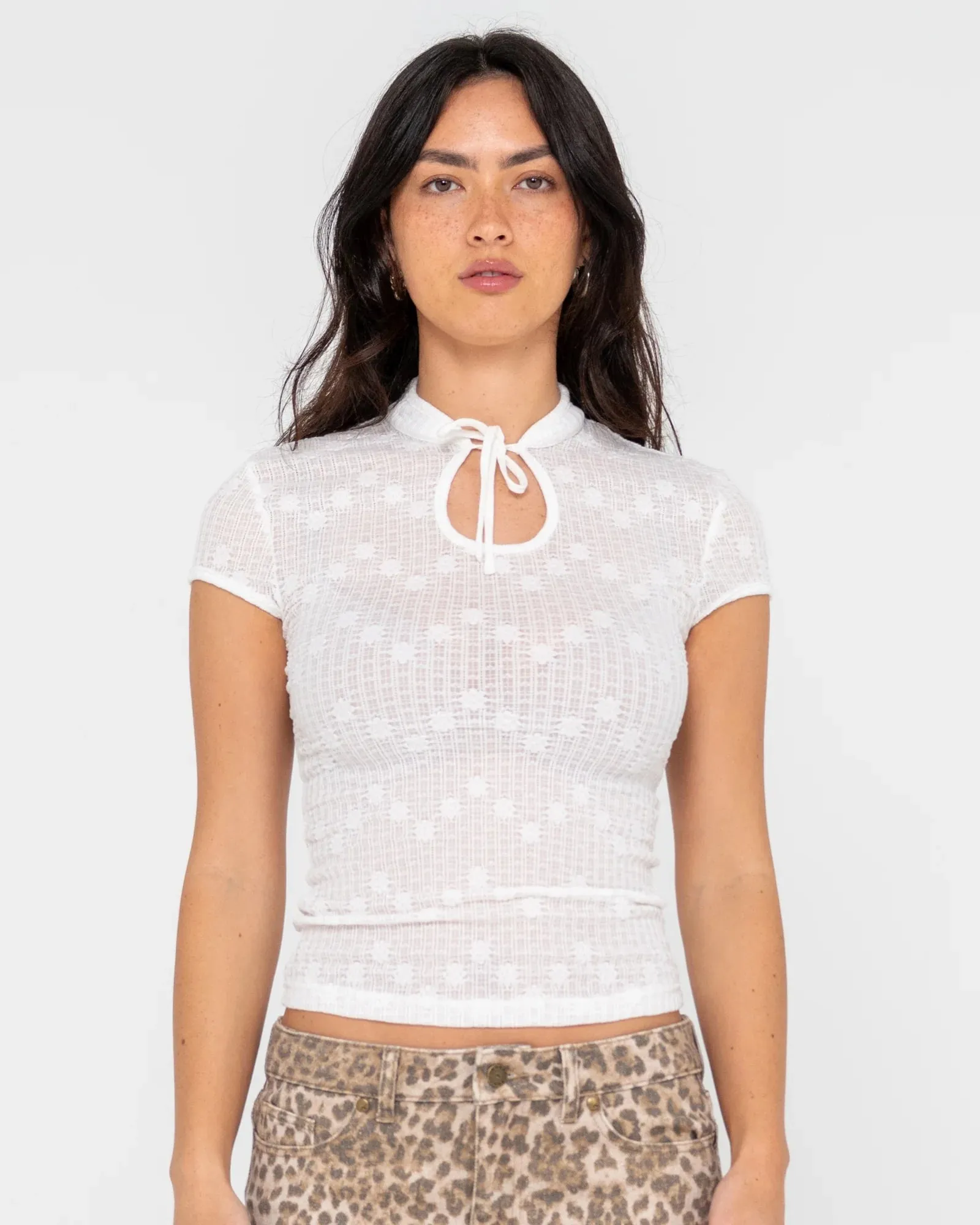 Rusty 2am White Lace Skimmer Top