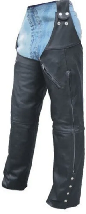 Unisex Black Leather Leg Warmer Motorcycle Chaps