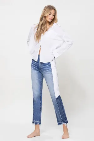 Vervet Colorblock Cropped Denim Jeans