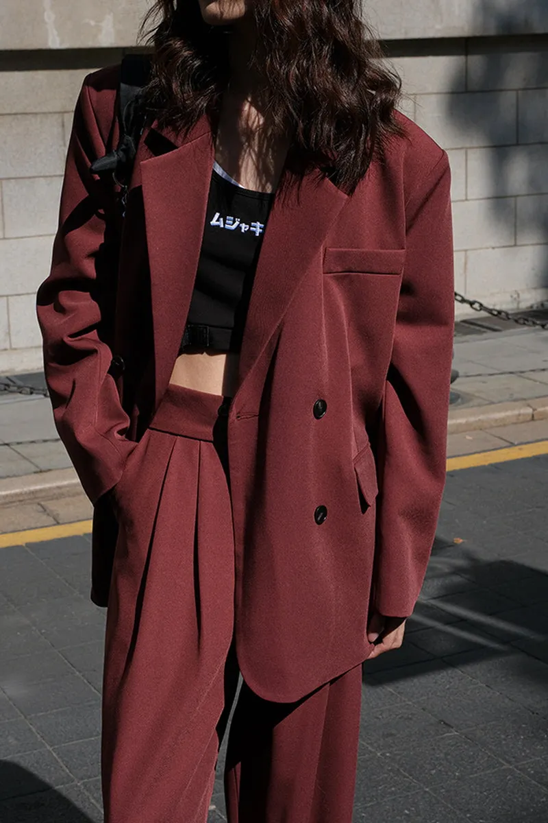 Wide-Leg Blazer Suit & Two-Piece Set with Long Pants